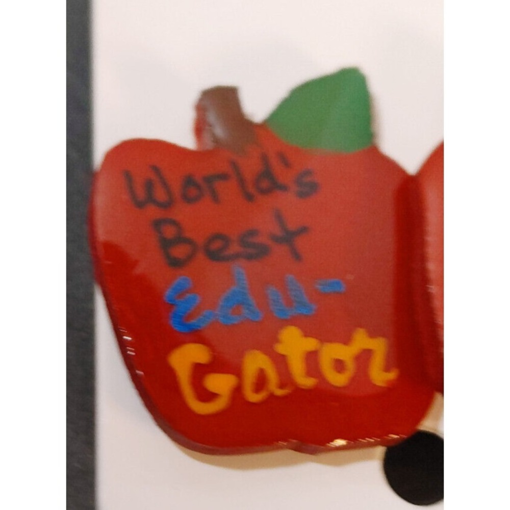 Worlds Best Red Apple Teacher Education Gator Earrings Pierced School Jewelry - Picture 3 of 4